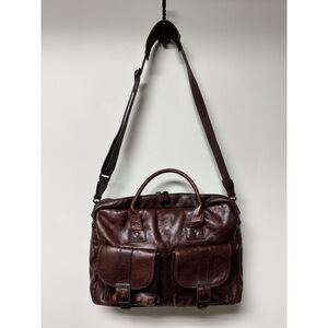 MOORE & GILES Genuine Leather Distressed Briefcase/Shoulder Bag Dark Brown